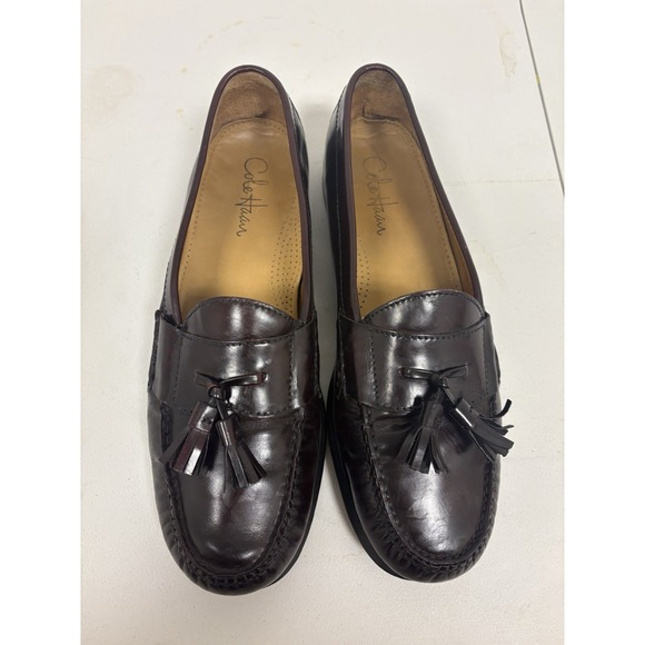 Cole Haan Pinch Tassel Dress Loafers Men\'s Size 11.5 D Shoes Burgundy Leather